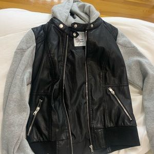 Size medium forever flower leather/ cotton hoodie
